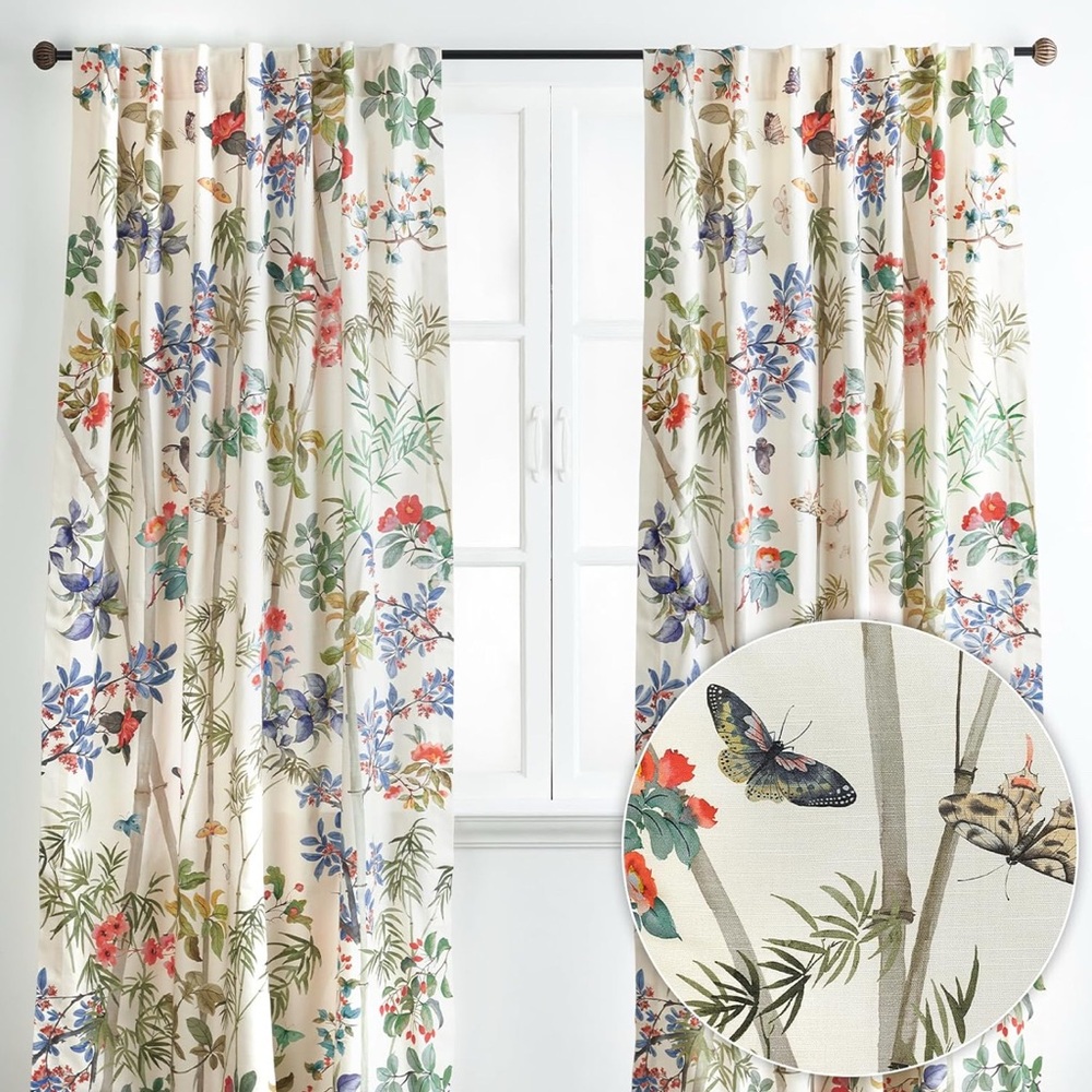 Maison d' Hermine 100% Cotton Light Filtering Curtain Panels 96”x50” Canne